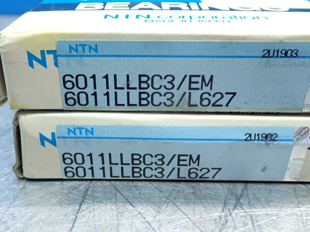 Ntn Single Row Deep Groove Ball Bearing, 2pcs - 6011llbc3/em