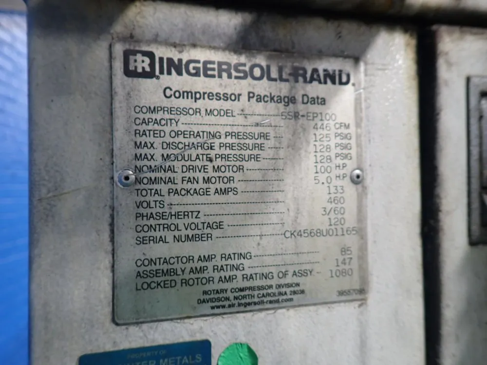 Ingersoll-rand Air Compressor - Ssr-ep100