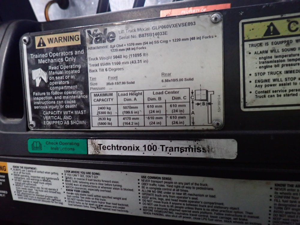 Yale 5300 Lbs Propane Enclosed Forklift - Glp060uxevse093