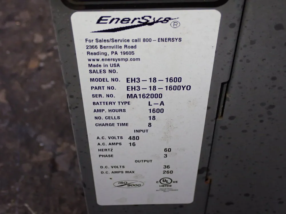 Enersys 1600 A.h. / 36v Battery Charger - Eh3-18-1600