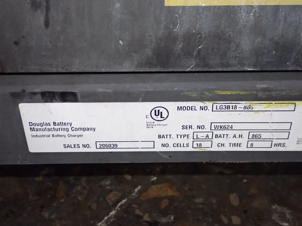 Douglas Battery 865 A.h. / 36v Battery Charger - Lg3b18-88s