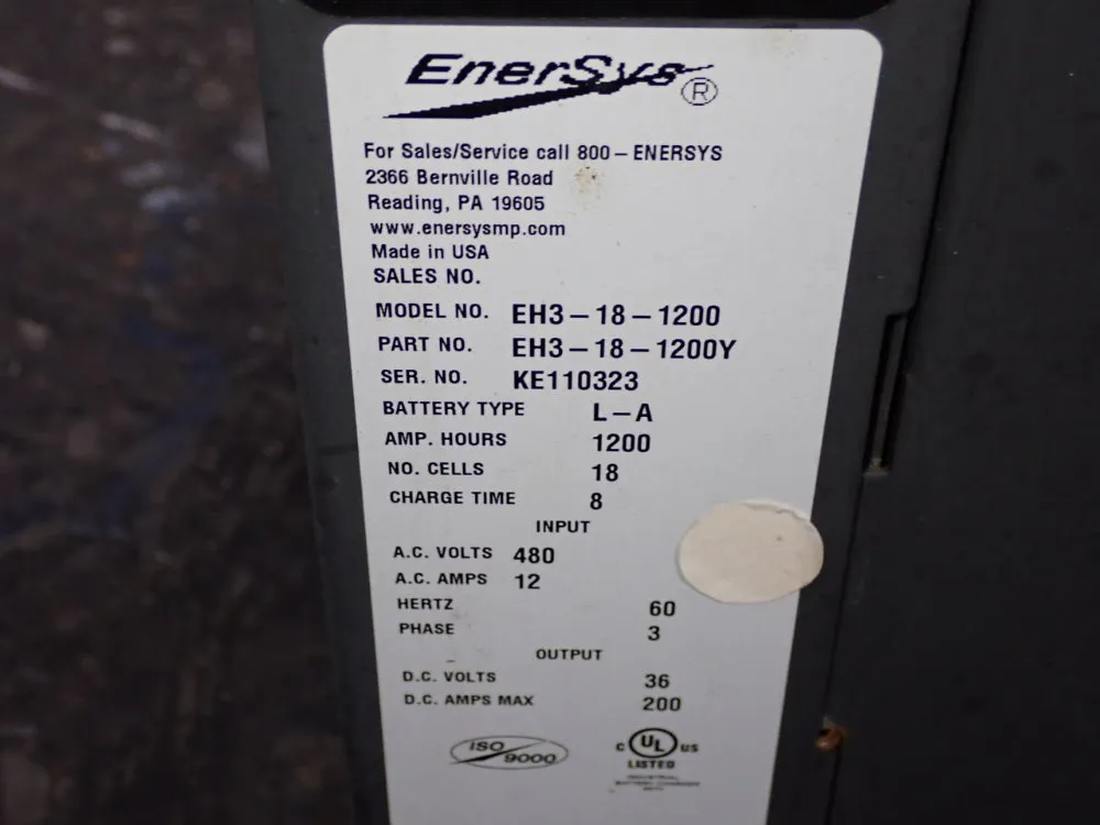 Enersys 1200 A.h. / 36v Battery Charger - Eh3-18-1200