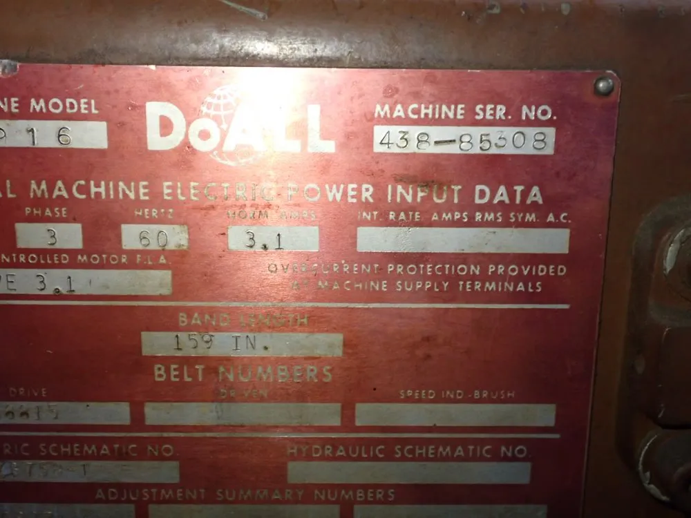 Doall 11" X 20" Horizontal Band Saw - C-916