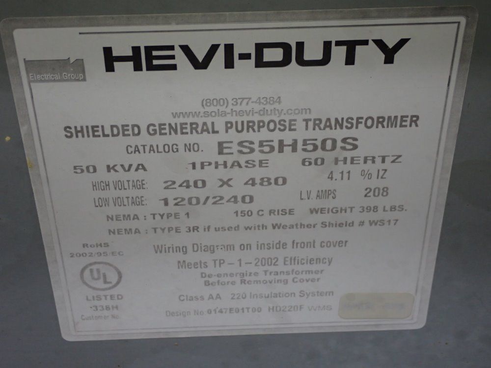 Hevi-duty 50 Kva Transformer - Es5h50s