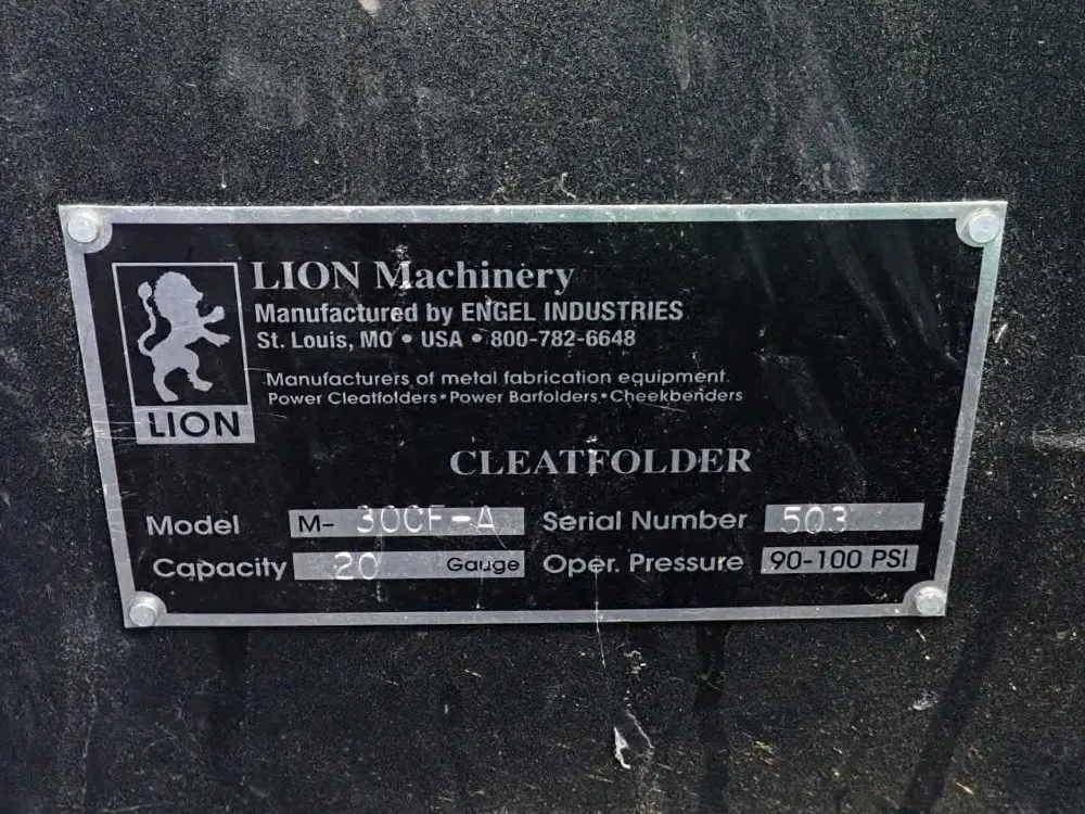 Lion Machinery 20 Gauge Cleat Folder - M-30cf-a