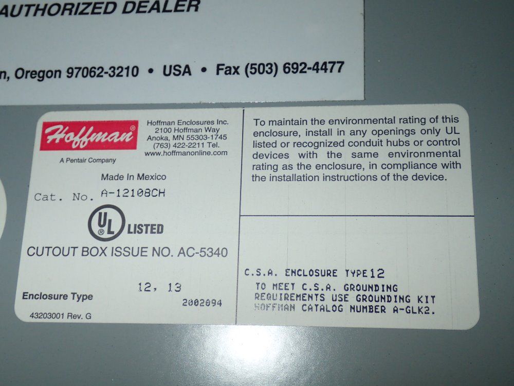 Hoffman Electric Enclosure