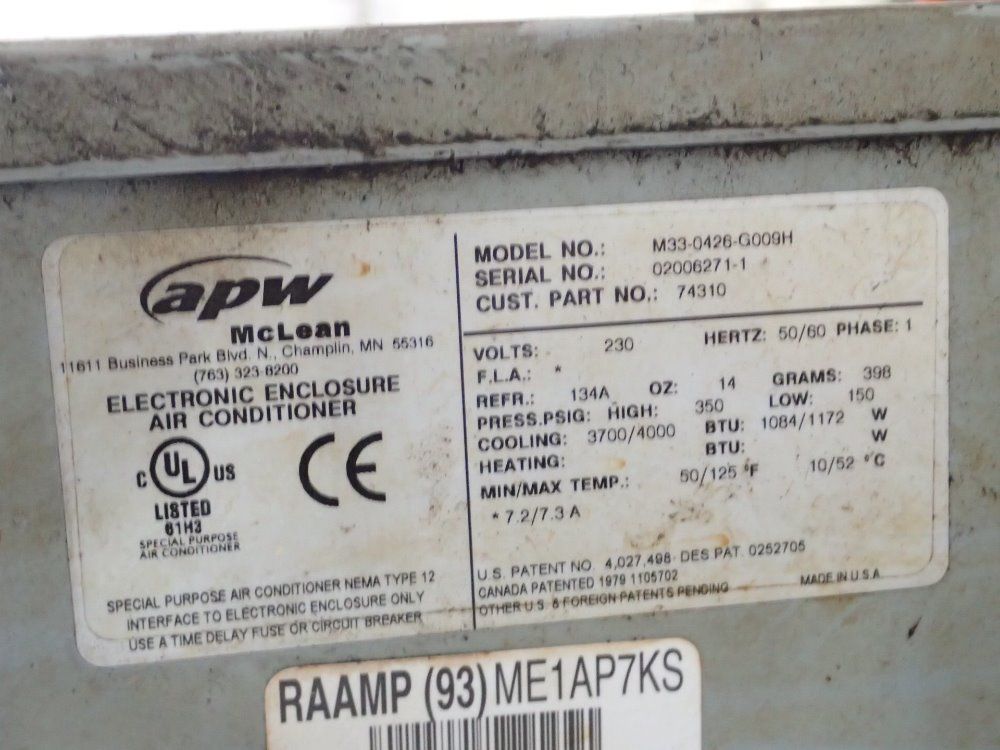 Apw Mc Lean Electronic Enclosure Air Conditioner