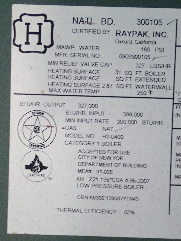 Raypak Hot Water Boiler