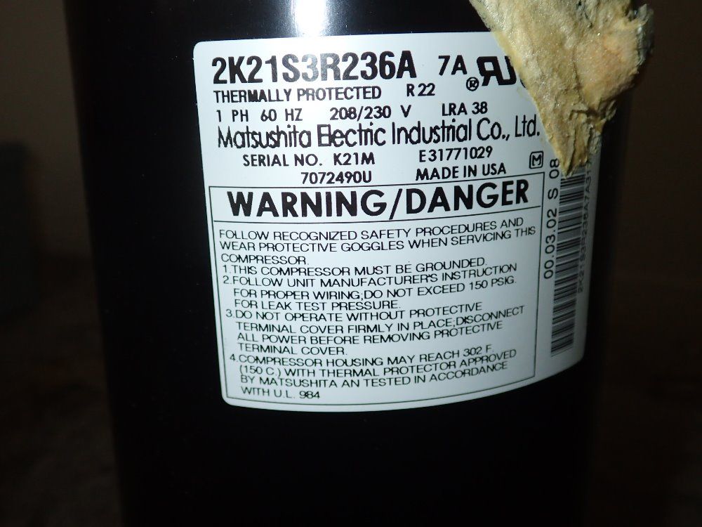 Matsushita Compressor - 2k21s3r236a