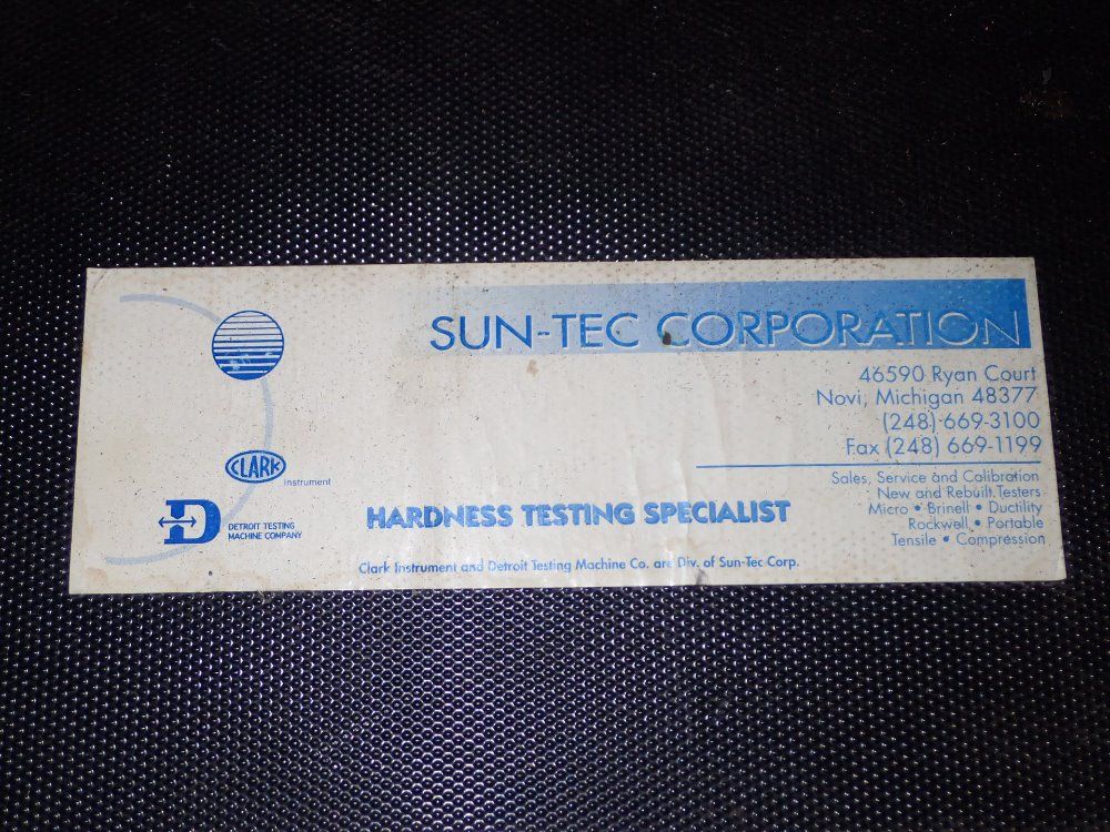 Rockwell/sun-tec Corp. Hardness Testing Set