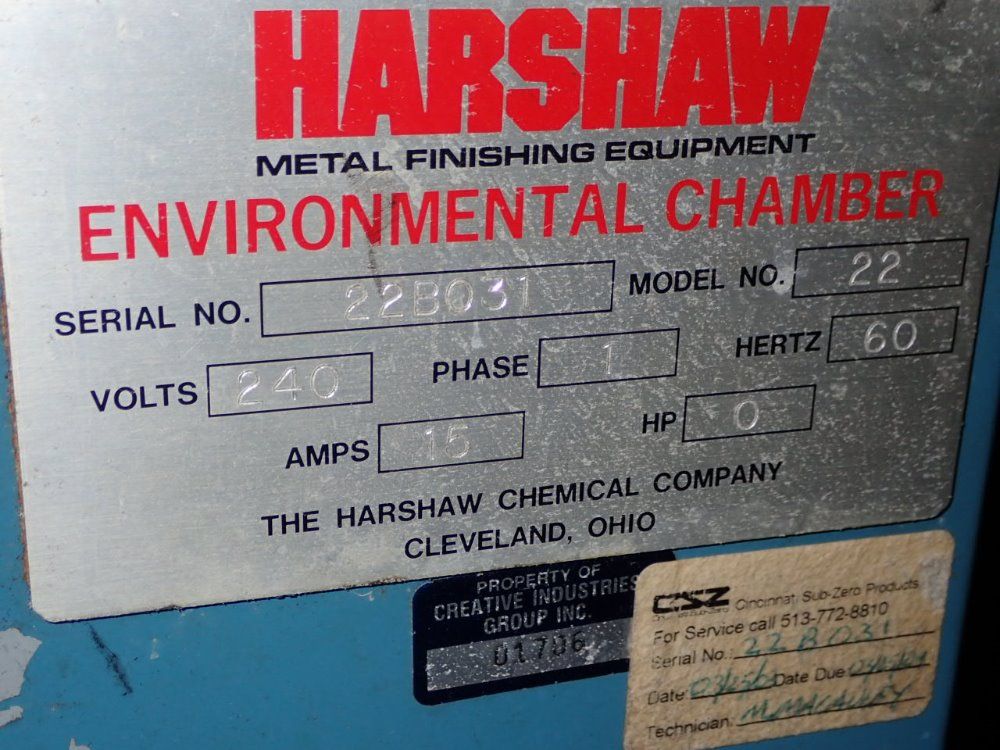 Harshaw Environmental Chamber/ Salt Sprayer