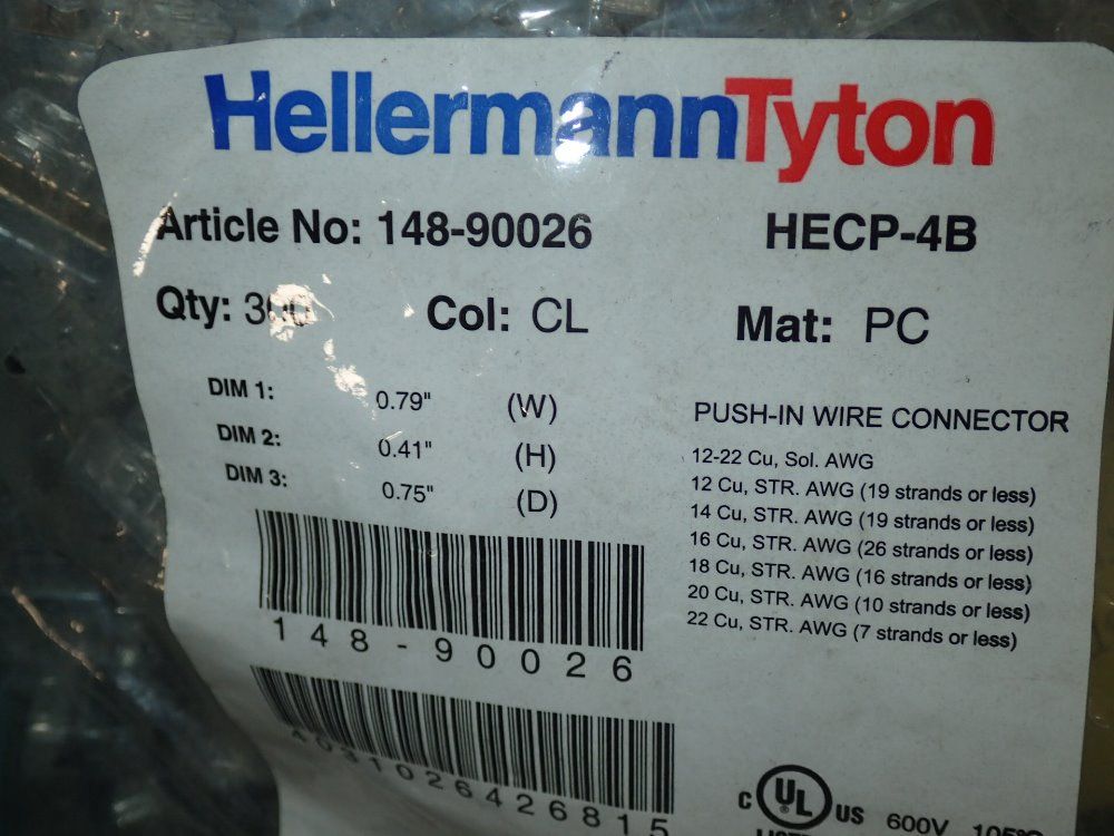 Hellerman Tyton Push In Wire Connectors