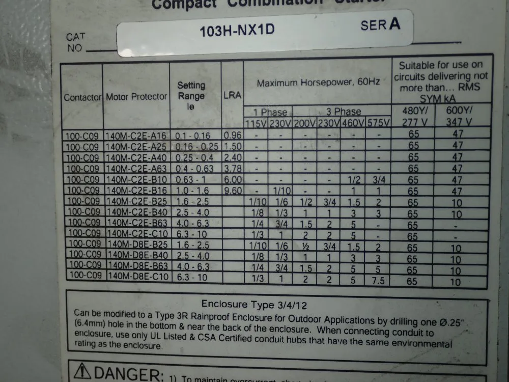 Allen- Bradley Combination Starter