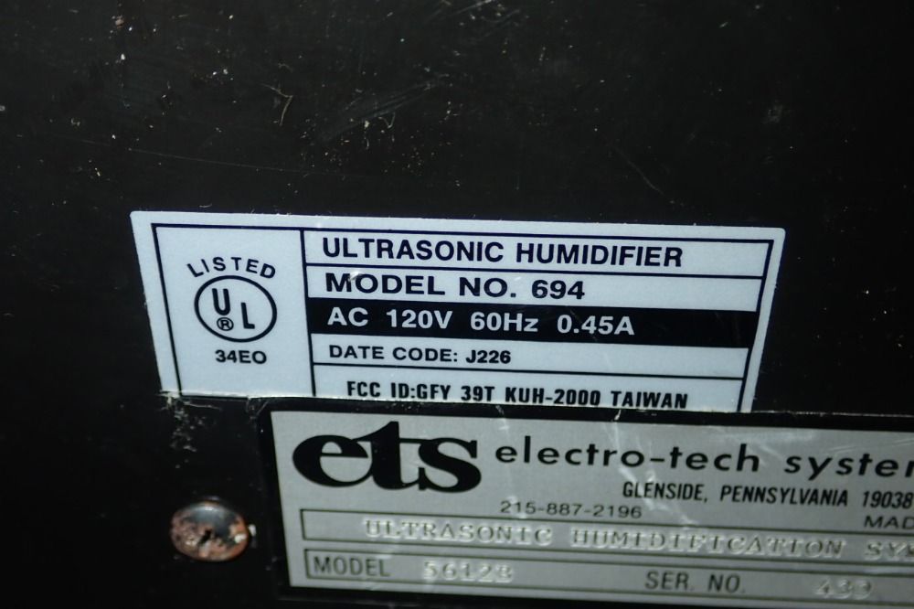 Electro Tech Systems Ultrasonic Humidifier