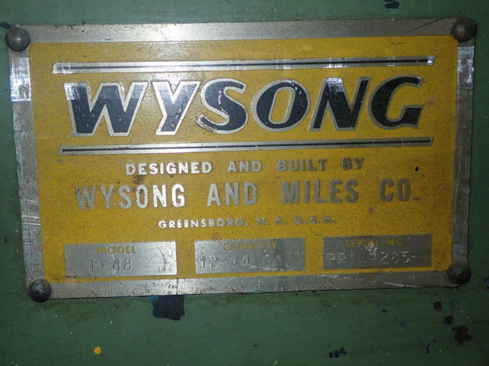 Wysong 51" 12-14 Gauge B-48 Plate Bending Rolls - B-48