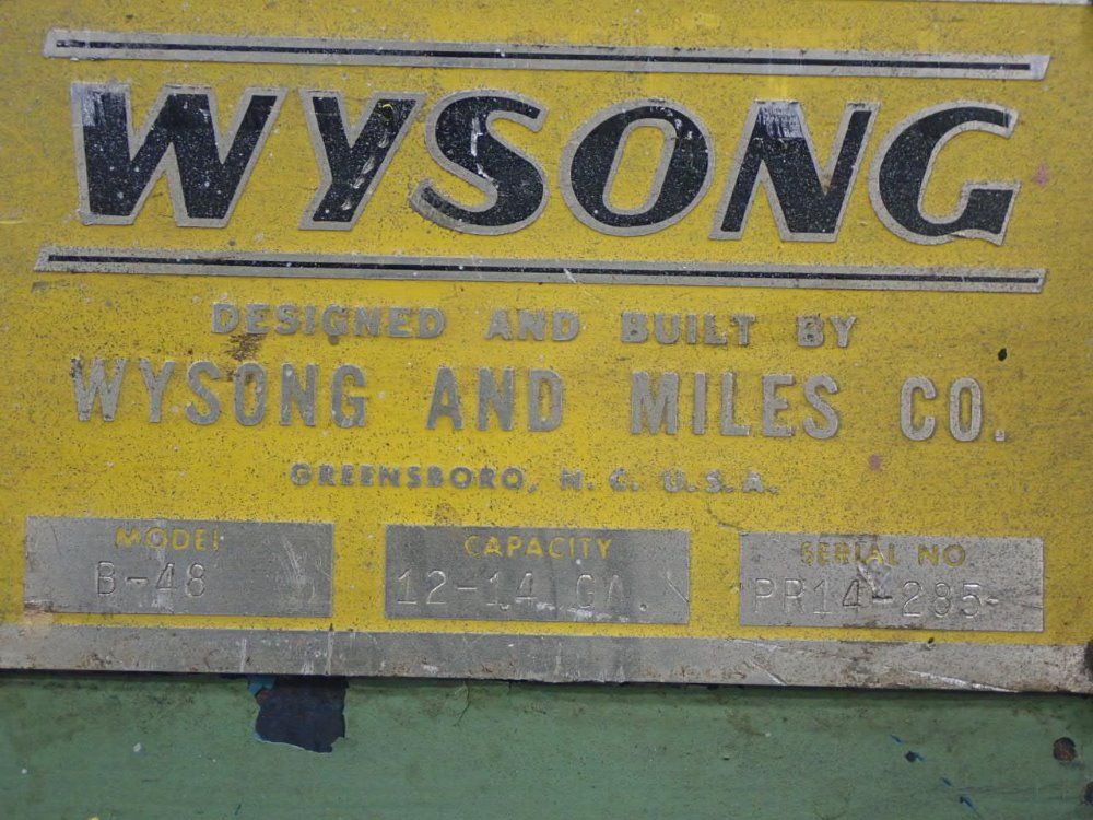 Wysong 51" 12-14 Gauge B-48 Plate Bending Rolls - B-48