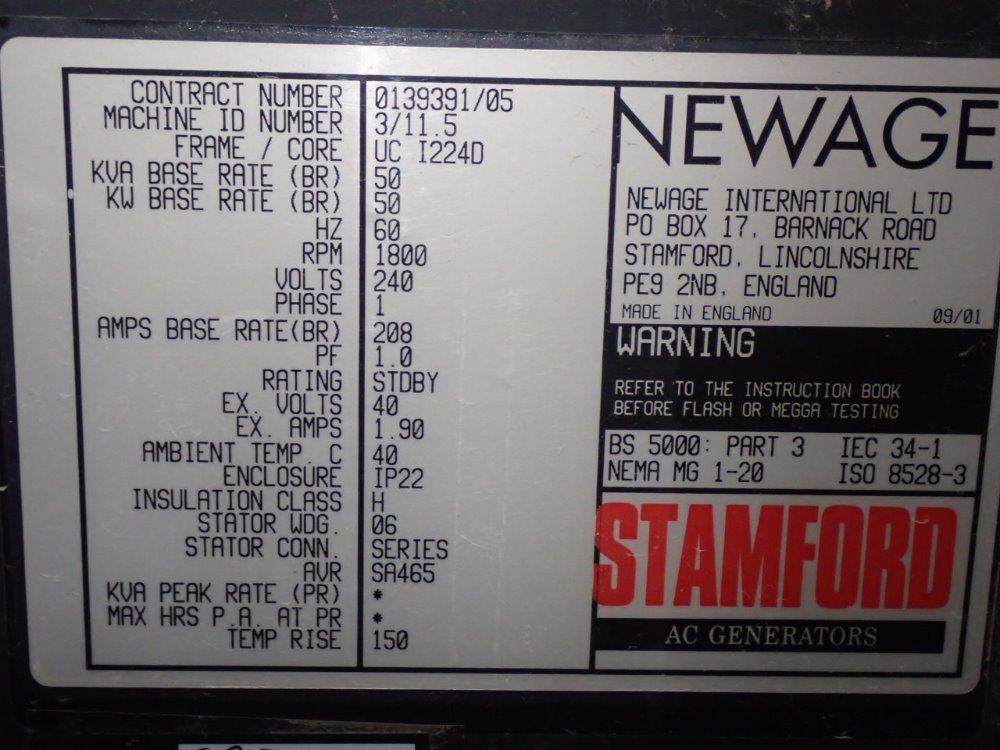 Stamford 50 Kva 50kw Bs 5000 Generator - Bs 5000