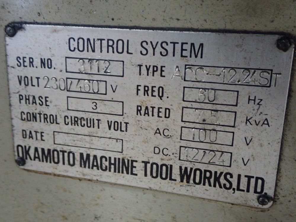 Okamoto 12" X 24" Mag Chuck Acc-12.24st Surface Grinder - Acc-12.24s