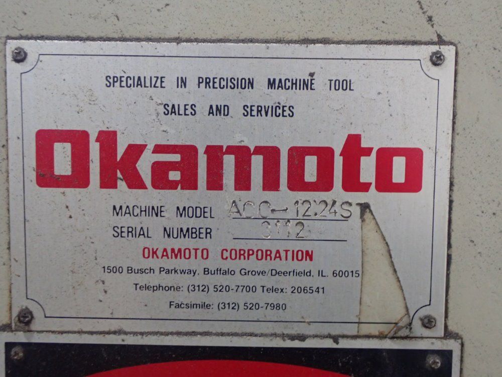 Okamoto 12" X 24" Mag Chuck Acc-12.24st Surface Grinder - Acc-12.24s