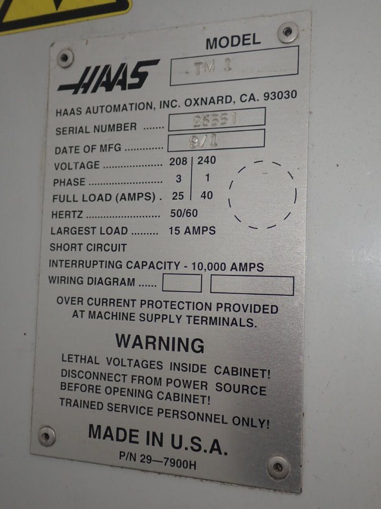 Haas 10" X 48" Tm1 Cnc Vertical Mill - Tm1