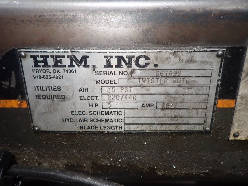 Hem Inc 22" X 15" Twister Auto Horizontal Band Saw - Twister Auto