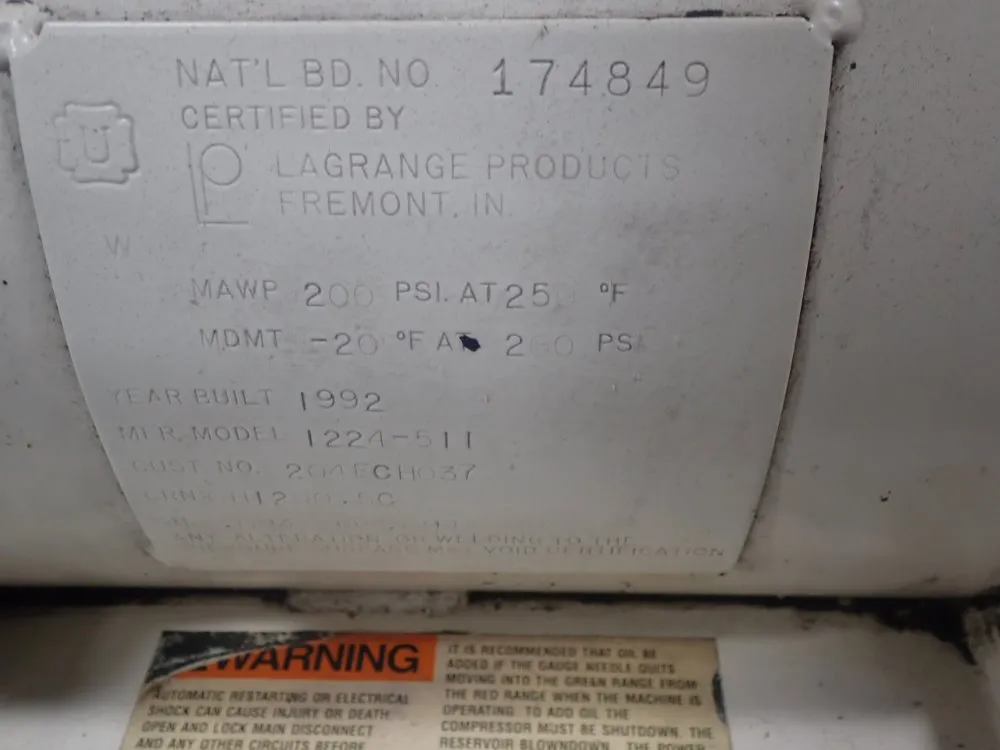 Cooper/gardner Denver Air Compressor