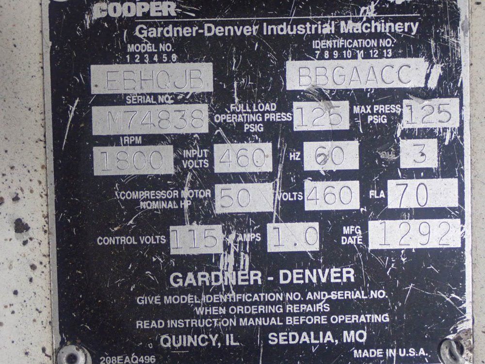 Cooper/gardner Denver Air Compressor