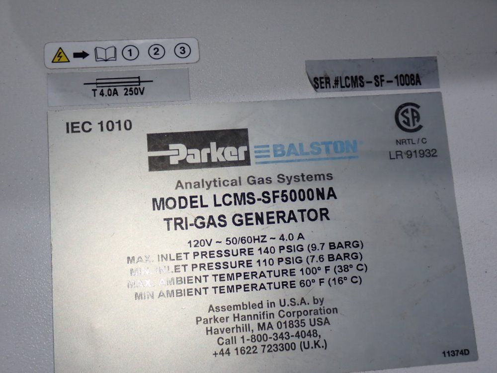 Parker/baltson Parker/balston Lcms-sf5000na/source Tri-gas Generator - Lcms-sf5000na/source