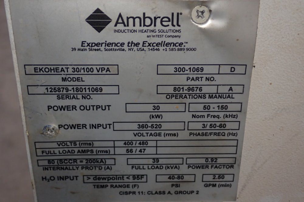 Ambrell 30 Kw Temperature Controller - Ekoheat 30/100 Vpa