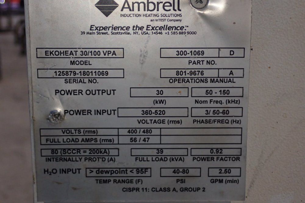 Ambrell 30 Kw Temperature Controller - Ekoheat 30/100 Vpa