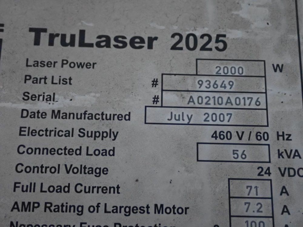 Trumpf Trumpf Trulaser 2025 Laser System