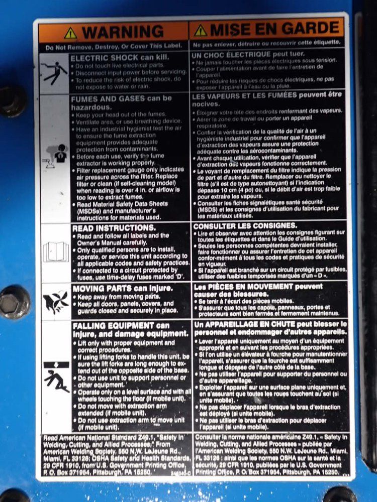 Miller Filtair/mwx-d Fume Extractor - Filtair/mwx-d