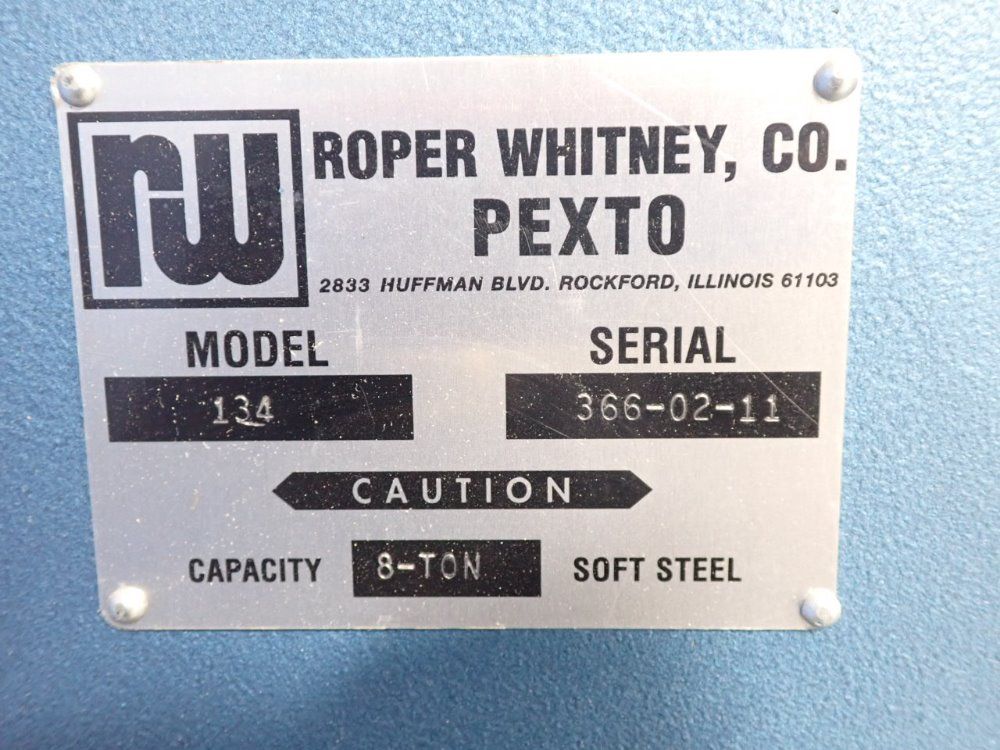 Roper Whitney Co. 8 Ton Roper Whitney Co. 134 Punch Press - 134