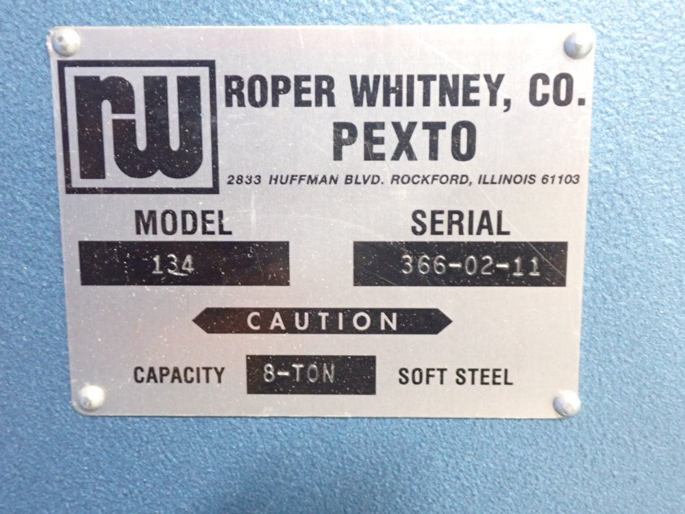 Roper Whitney Co. 8 Ton Roper Whitney Co. 134 Punch Press - 134