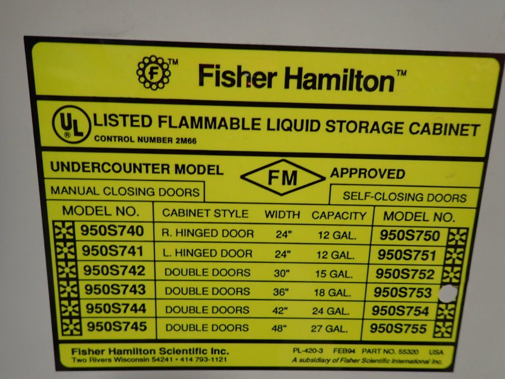 Fisher Hamilton Flammable Safety Cabinet