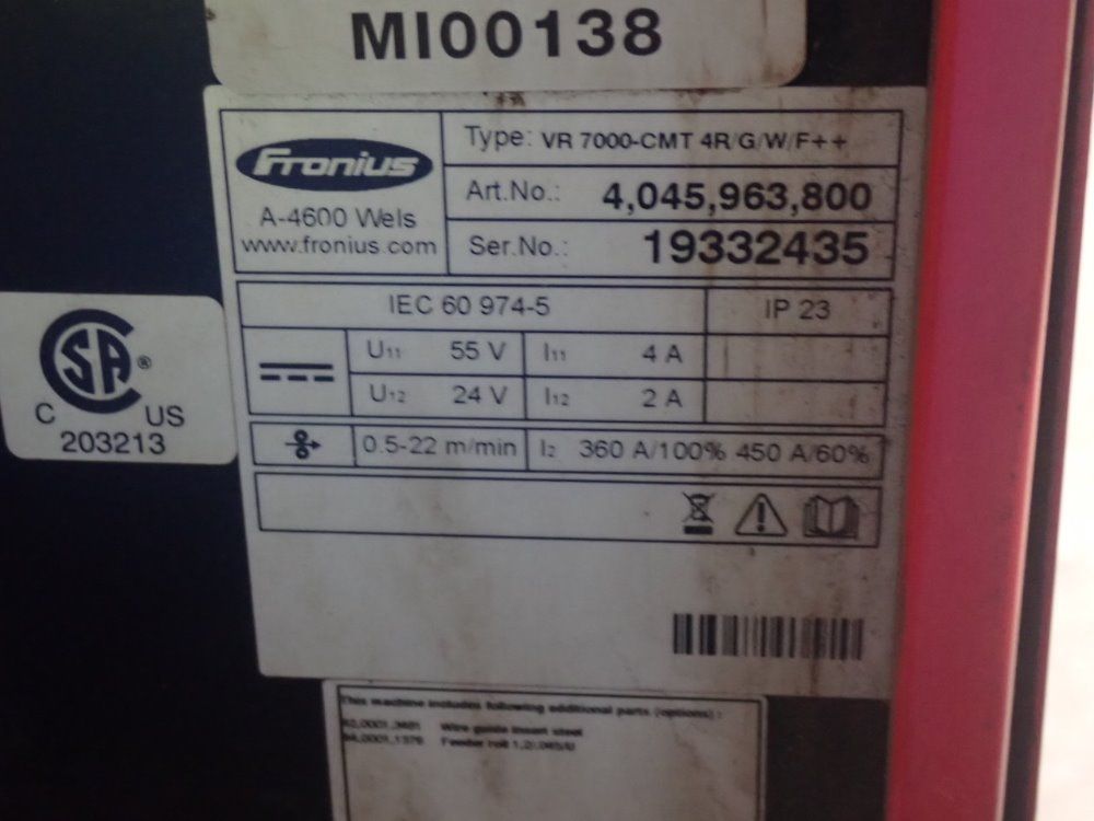 Fronius 360a/55v Transpuls Synergic 3200 Coldmetal Transfer Welder - Transpuls Synergic 3200 Coldmetal Transfer