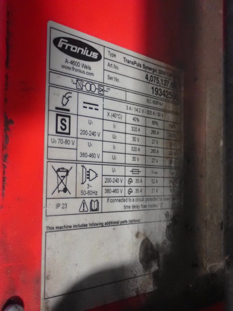 Fronius 360a/55v Transpuls Synergic 3200 Coldmetal Transfer Welder - Transpuls Synergic 3200 Coldmetal Transfer