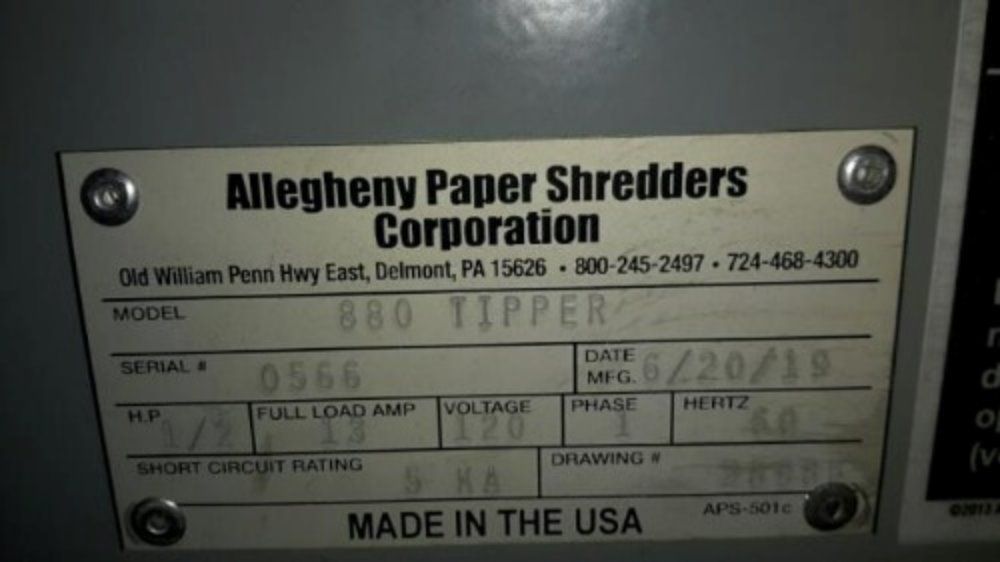Allegheny Shredder 16-75c Cross Cut Shredder System - 16-75c