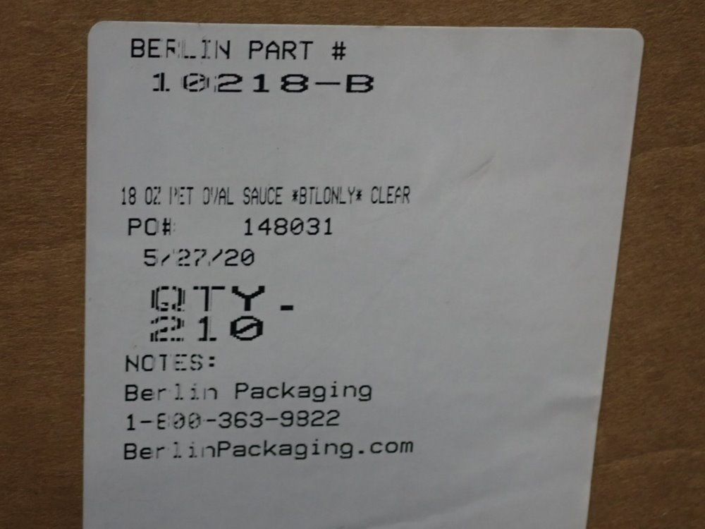 Berlin Packaging 18 Oz Clear Oval Style Plastic Containers - 10218-b