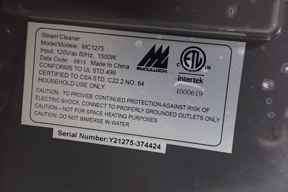 Mccullouch Steam Cleaner