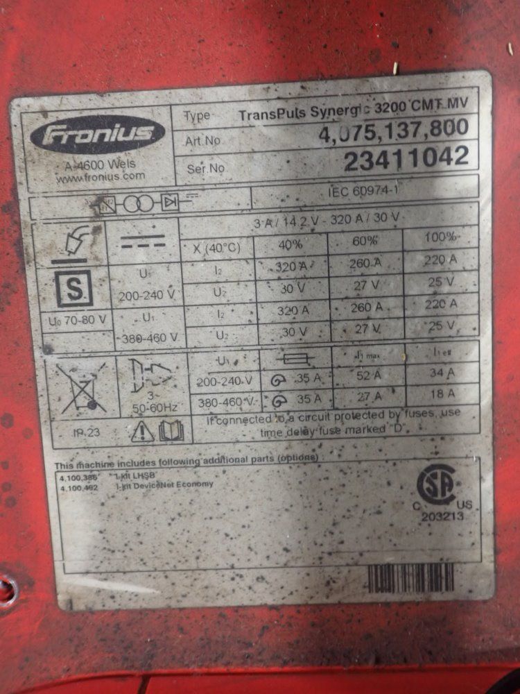 Fronius 320 Amps Transplus Synergic 3200 Cold Metal Transfer - Transplus Synergic 3200