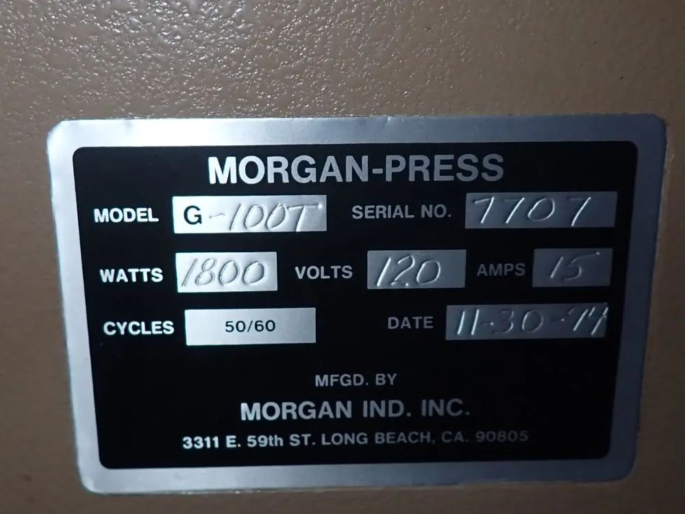 Morgan Press G-100t Injection Molder - G-100t
