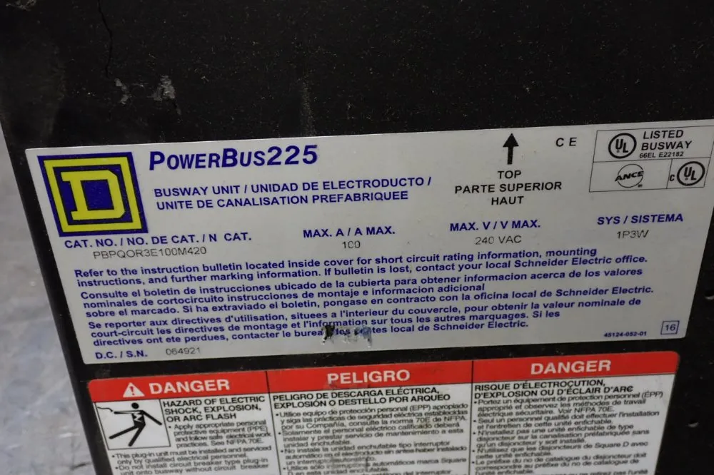 Square D 100 A/240 V Busway Unit - Powerbus 225