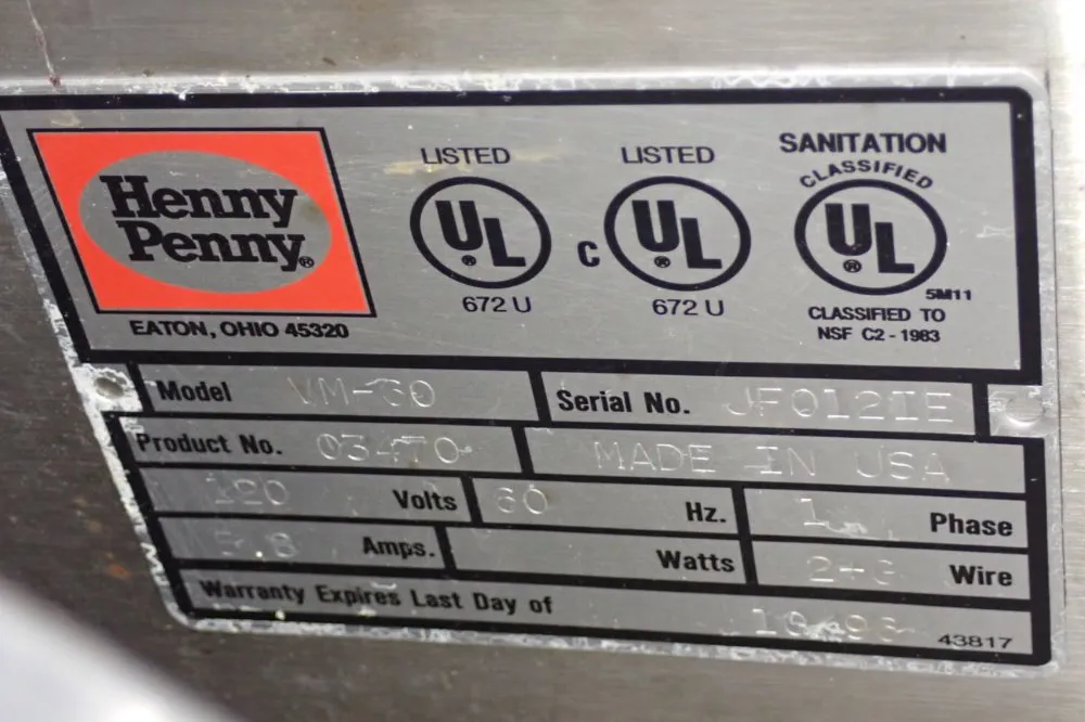 Henny Penny 13" X 13" Id Vacuum Marinator - Vm60