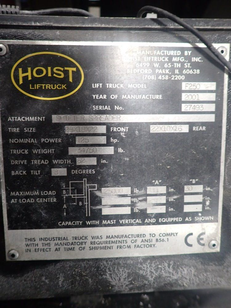 Hoist 25000 Lbs. Gas Forklift - F250