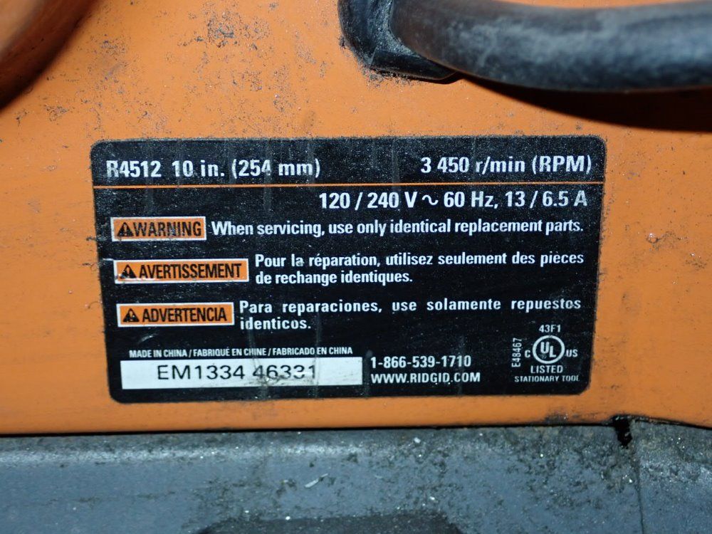 Ridgid 10" Tilt Table Saw - R4512