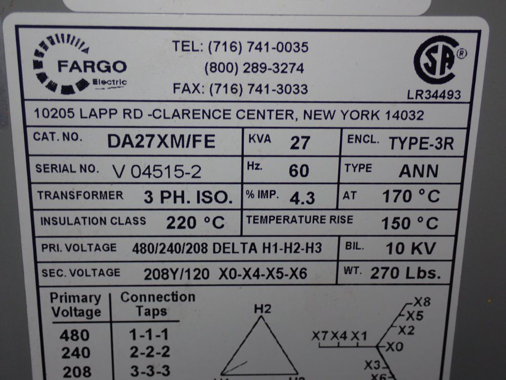 Fargo 27 Kva Transformer - Da27xm/fe