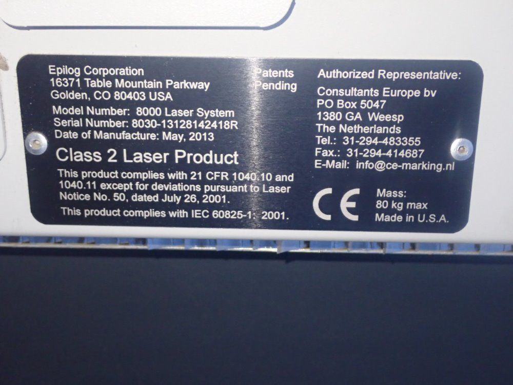 Epilog Laser 18' X 26" Id Laser System Laser Engraver - Laser System