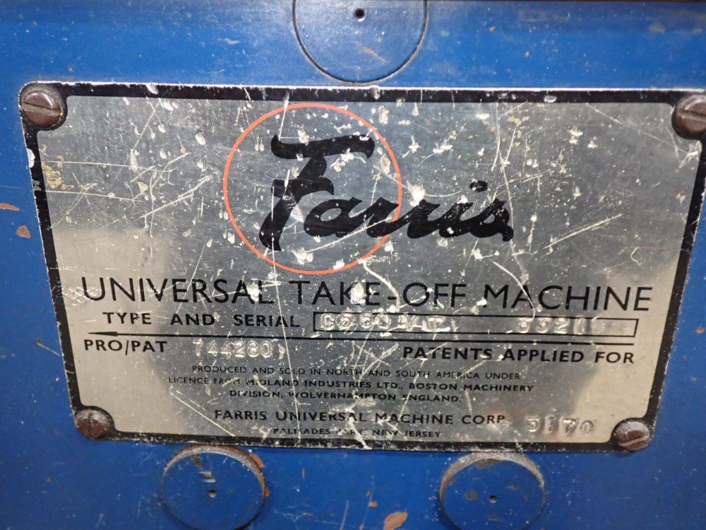 Farris C550vt Universal Take-off Machine - C550vt