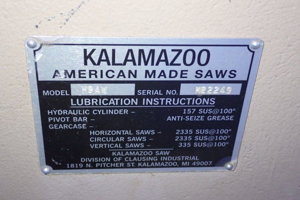 Kalamazoo 19" X 9 1/2" H9aw Horizontal Band Saw - H9aw